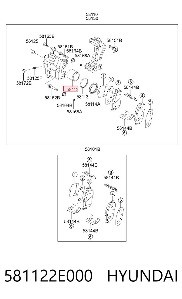 Tłoczek zacisku hamulcowego przedniego 581122E000 Hyundai/Kia