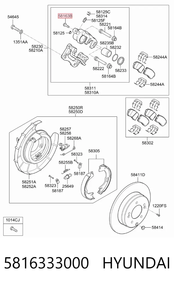 Śruba zacisku hamulcowego 5816333000 Hyundai/Kia
