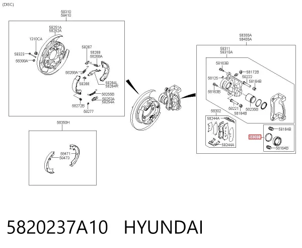 Zestaw naprawczy zacisku hamulcowego tylnego 5820237A10 Hyundai/Kia