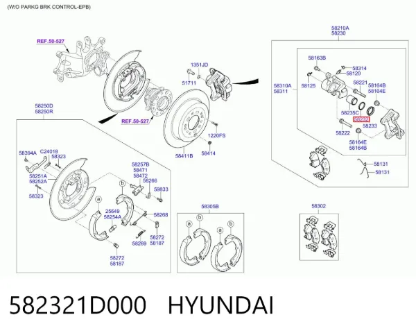 Zestaw naprawczy zacisku hamulcowego tylnego 582321D000 Hyundai/Kia