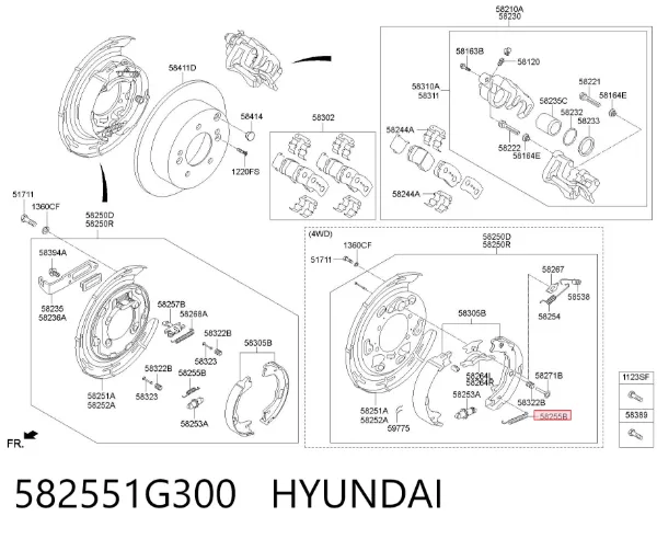 Zestaw montażowy szczęk hamulcowych tylnych 582551G300 Hyundai/Kia