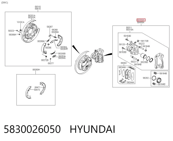 Zacisk hamulcowy tylny lewy 5830026050 Hyundai/Kia