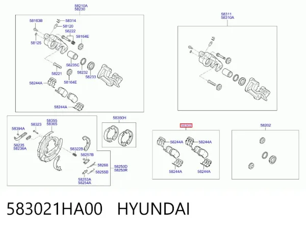 Okładziny (klocki) do hamulców tarczowych tylne 583021HA00 Hyundai/Kia