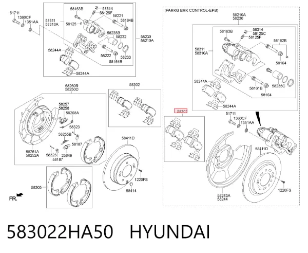 Okładziny (klocki) do hamulców tarczowych tylne 583022HA50 Hyundai/Kia