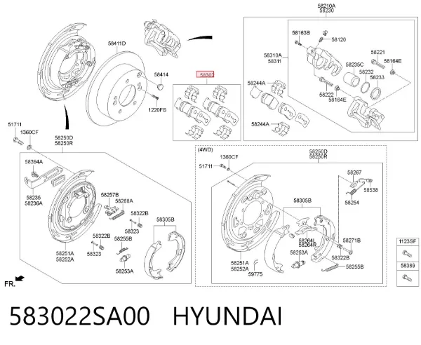 Okładziny (klocki) do hamulców tarczowych tylne 583022SA00 Hyundai/Kia