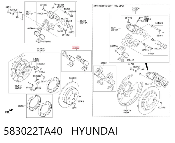 Okładziny (klocki) do hamulców tarczowych tylne 583022TA40 Hyundai/Kia