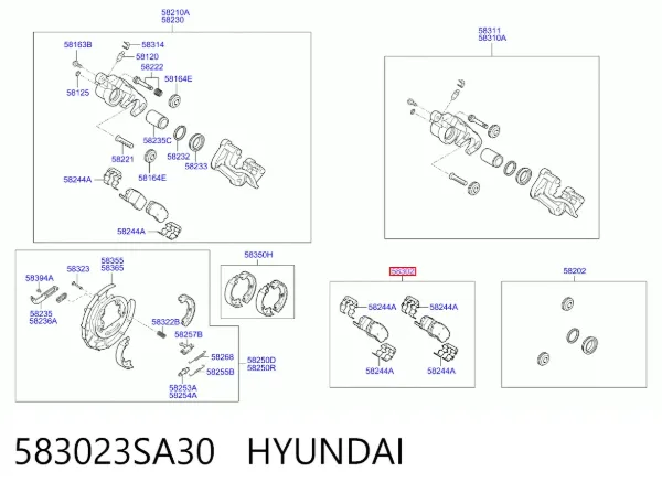 Okładziny (klocki) do hamulców tarczowych tylne 583023SA30 Hyundai/Kia