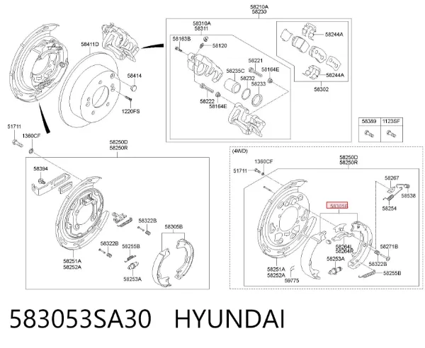 Klocki hamulca ręcznego 583053SA30 Hyundai/Kia