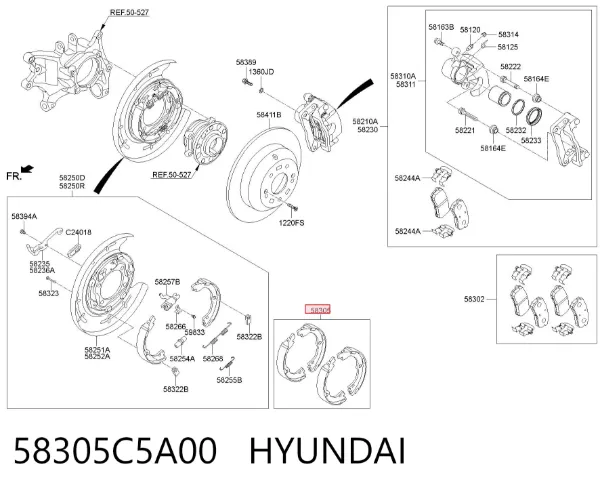 Klocki hamulcowe tylne bębnowe 58305C5A00 Hyundai/Kia