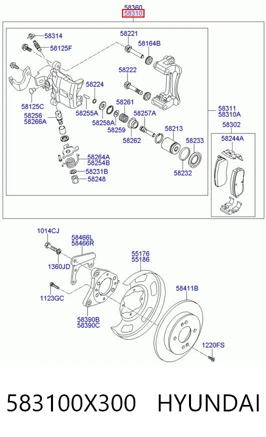 Zacisk hamulcowy tylny lewy 583100X300 Hyundai/Kia