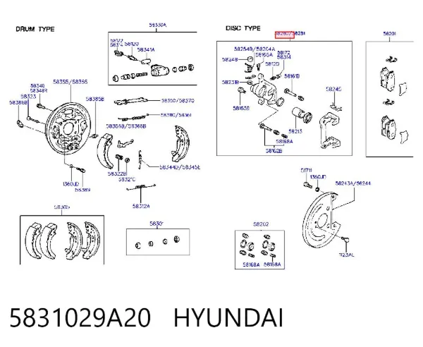 Zacisk hamulcowy tylny lewy 5831029A20 Hyundai/Kia