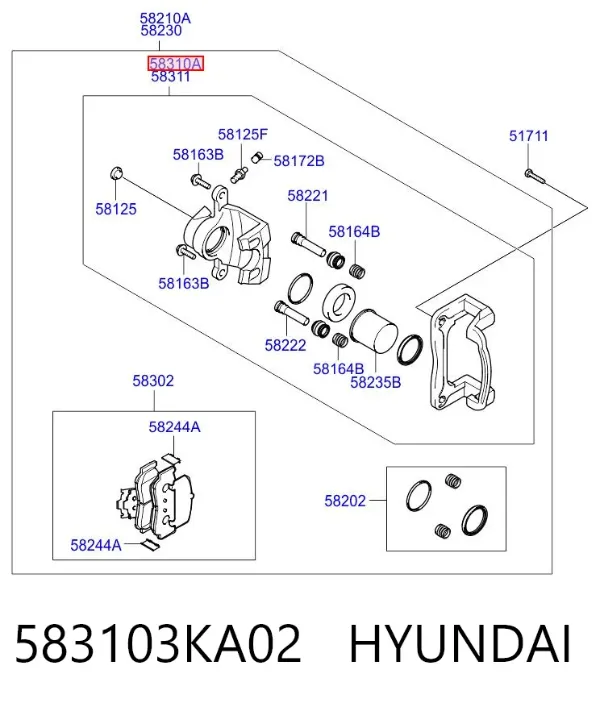 Zacisk hamulcowy tylny lewy 583103KA02 Hyundai/Kia