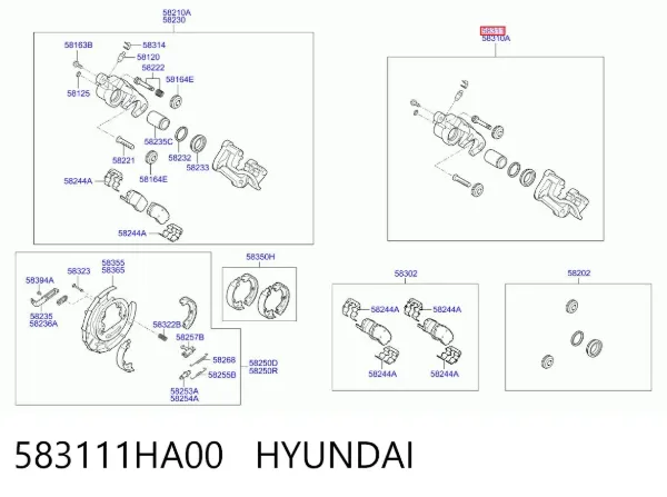 Zacisk hamulcowy tylny prawy 583111HA00 Hyundai/Kia