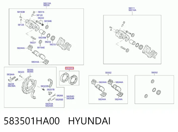Klocki hamulca ręcznego 583501HA00 Hyundai/Kia