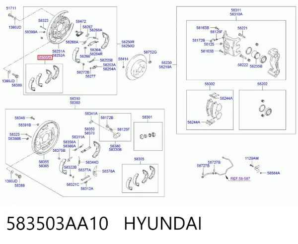 Klocki hamulca ręcznego 583503AA10 Hyundai/Kia