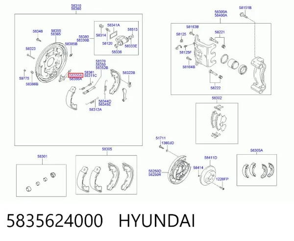 Jarzmo zacisku hamulcowego tylnego 5835624000 Hyundai/Kia