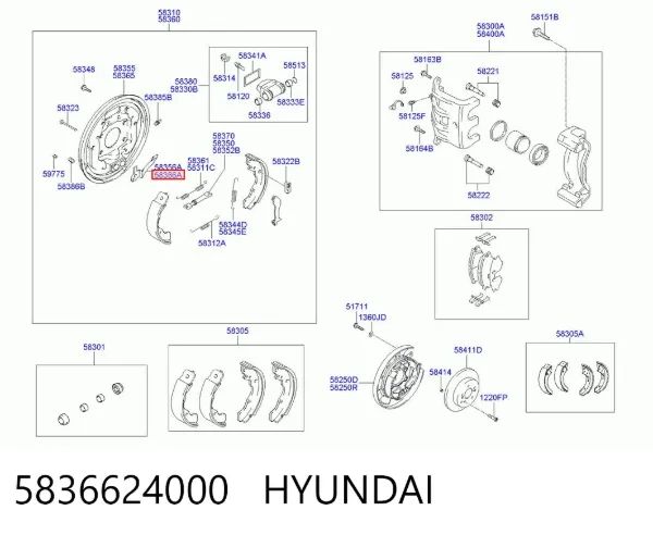 Jarzmo zacisku hamulcowego tylnego 5836624000 Hyundai/Kia