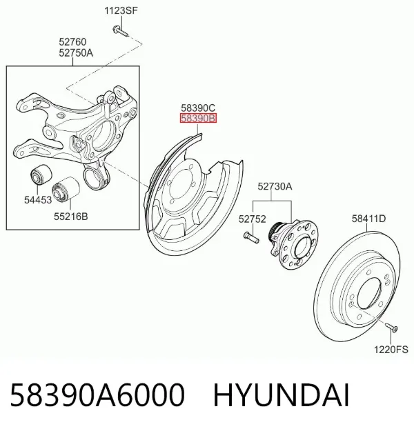Osłona tarczy hamulcowej tylnej lewa 58390A6000 Hyundai/Kia