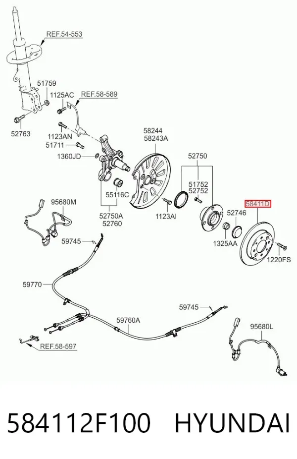 Tarcza hamulcowa tylna 584112F100 Hyundai/Kia