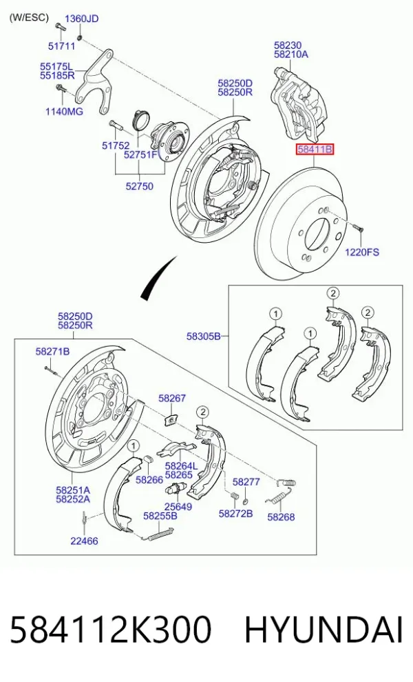 Tarcza hamulcowa tylna 584112K300 Hyundai/Kia