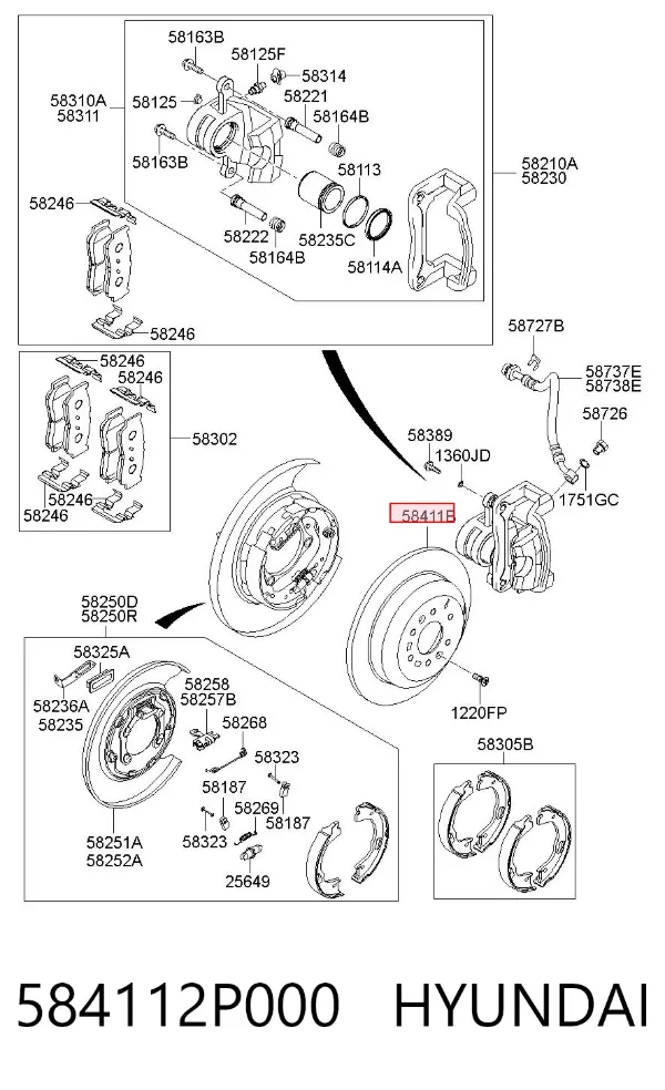 Tarcza hamulcowa tylna 584112P000 Hyundai/Kia