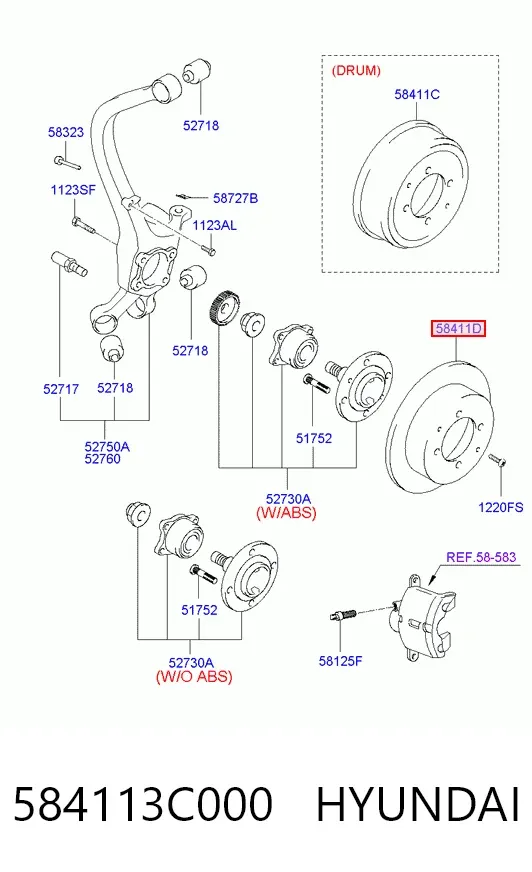 Tarcza hamulcowa tylna 584113C000 Hyundai/Kia