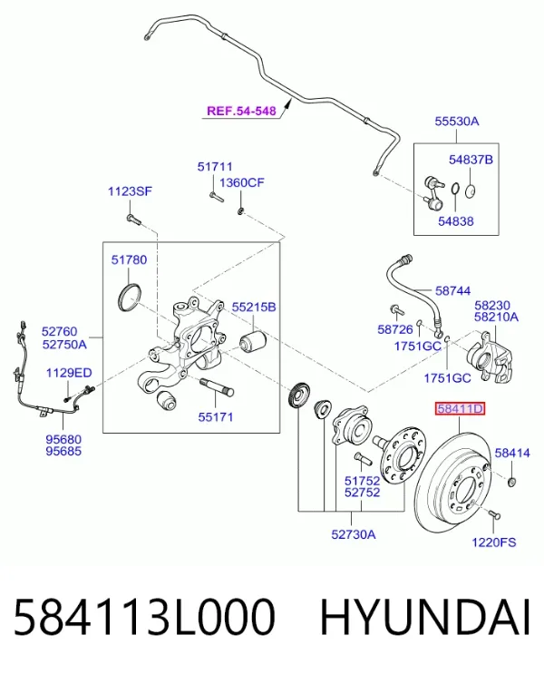 Tarcza hamulcowa tylna 584113L000 Hyundai/Kia