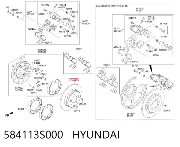 Tarcza hamulcowa tylna 584113S000 Hyundai/Kia