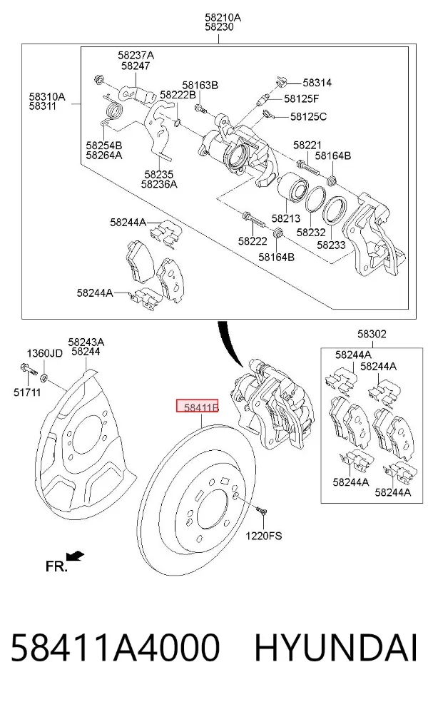 Tarcza hamulcowa tylna 58411A4000 Hyundai/Kia