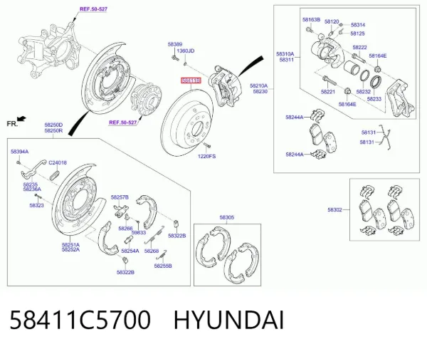 Tarcza hamulcowa tylna 58411C5700 Hyundai/Kia