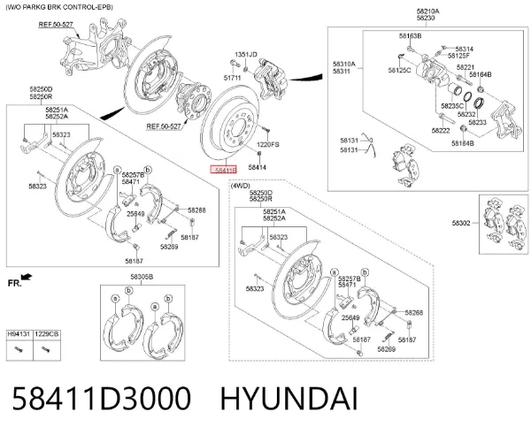 Tarcza hamulcowa tylna 58411D3000 Hyundai/Kia