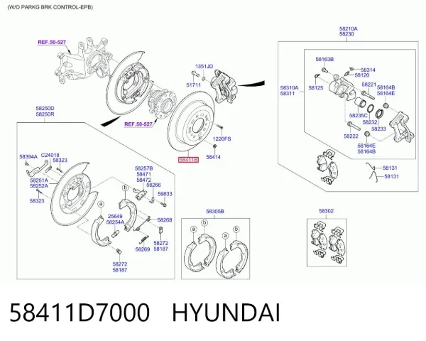 Tarcza hamulcowa tylna 58411D7000 Hyundai/Kia