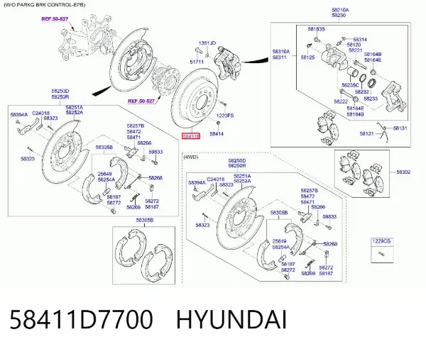 Tarcza hamulcowa tylna 58411D7700 Hyundai/Kia