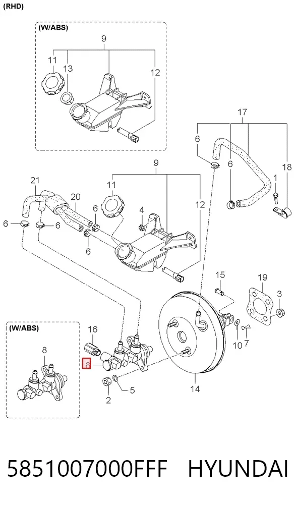 Główny cylinder hamulców 5851007000FFF Hyundai/Kia