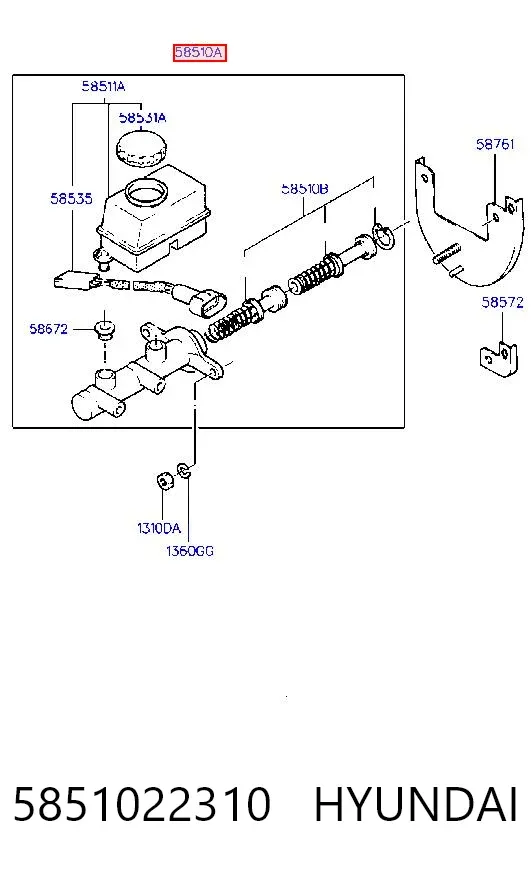 Główny cylinder hamulców 5851022310 Hyundai/Kia