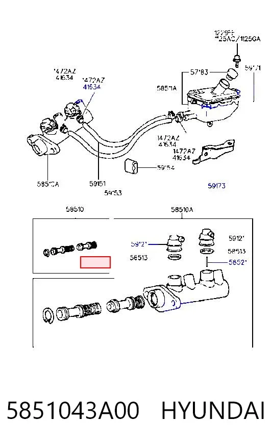 Zestaw naprawczy głównego cylindra hamulcowego 5851043A00 Hyundai/Kia