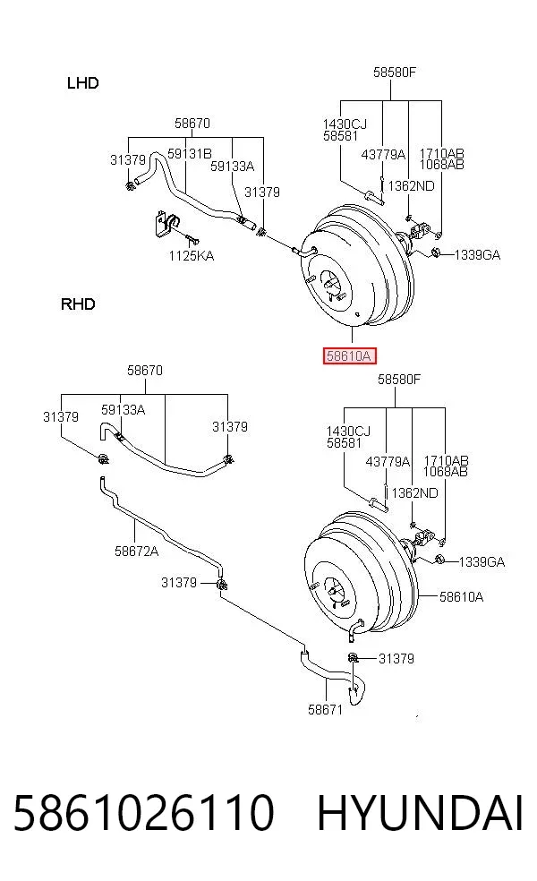 Wzmacniacz próżniowy hamulców 5861026110 Hyundai/Kia