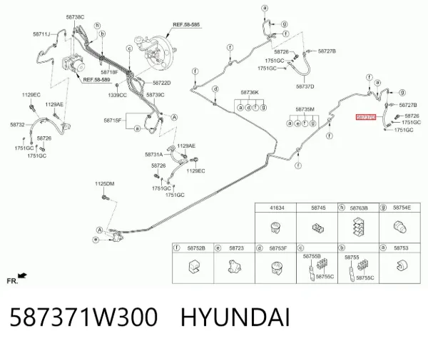 Przewód hamulcowy tylny 587371W300 Hyundai/Kia