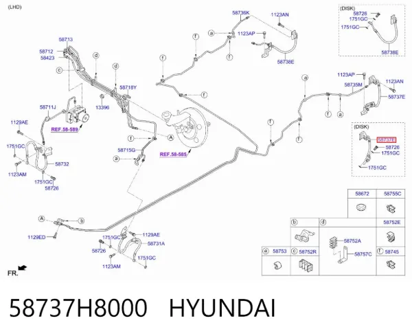 Przewód hamulcowy tylny lewy 58737H8000 Hyundai/Kia