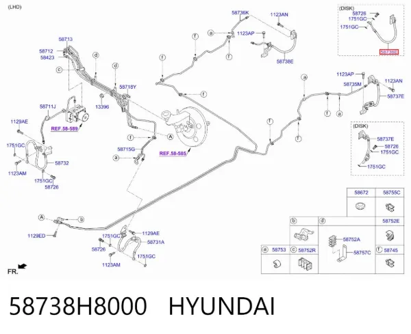 Przewód hamulcowy tylny prawy 58738H8000 Hyundai/Kia