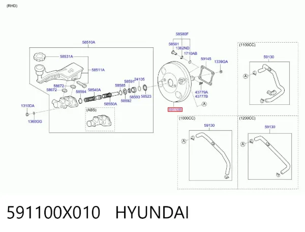 Wzmacniacz próżniowy hamulców Hyundai I10 PA