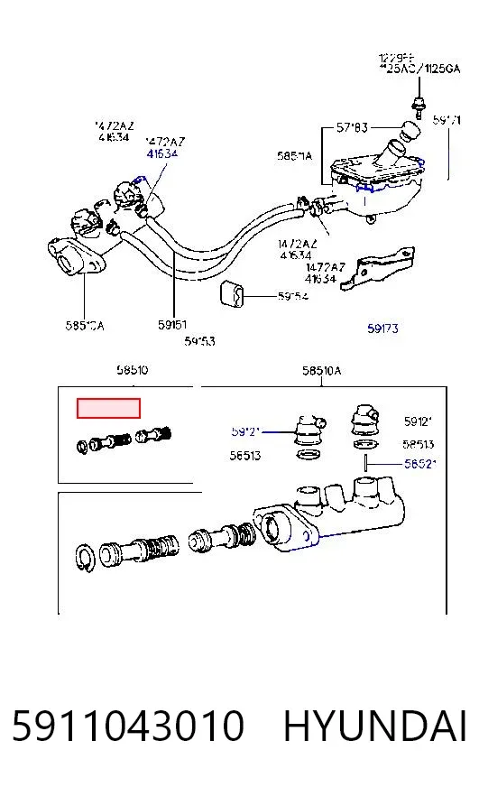 Główny cylinder hamulców 5911043010 Hyundai/Kia