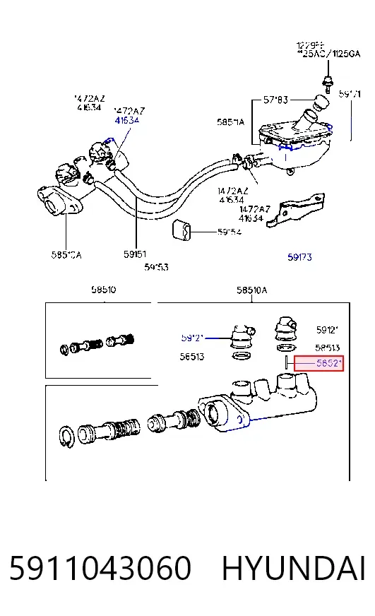 Główny cylinder hamulców 5911043060 Hyundai/Kia