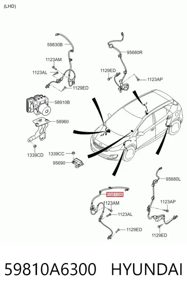 Czujnik ABS przedni lewy 59810A6300 Hyundai/Kia