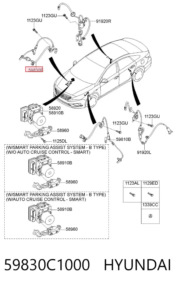 Czujnik ABS przedni prawy 59830C1000 Hyundai/Kia