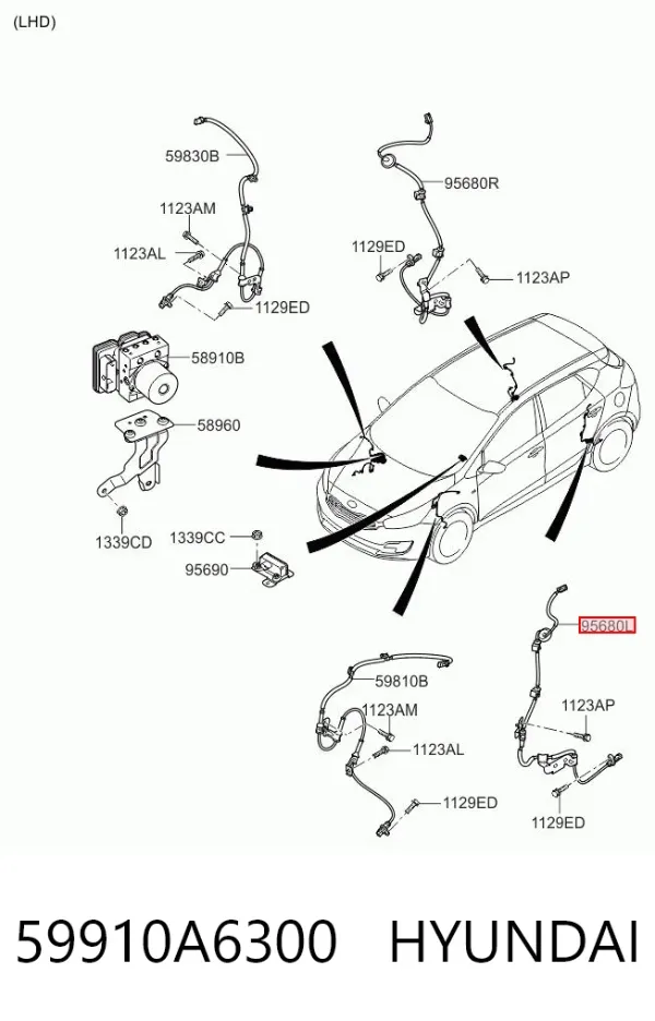 Czujnik ABS tylny lewy 59910A6300 Hyundai/Kia