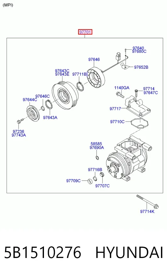 Sprężarka klimatyzacji 5B1510276 Hyundai/Kia