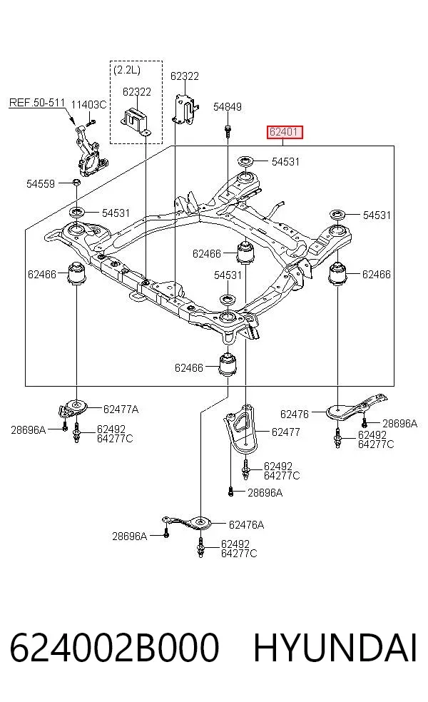 Korpus osi przedniej 624002B000 Hyundai/Kia