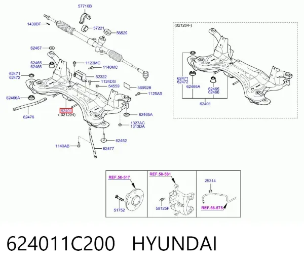 Korpus osi przedniej 624011C200 Hyundai/Kia