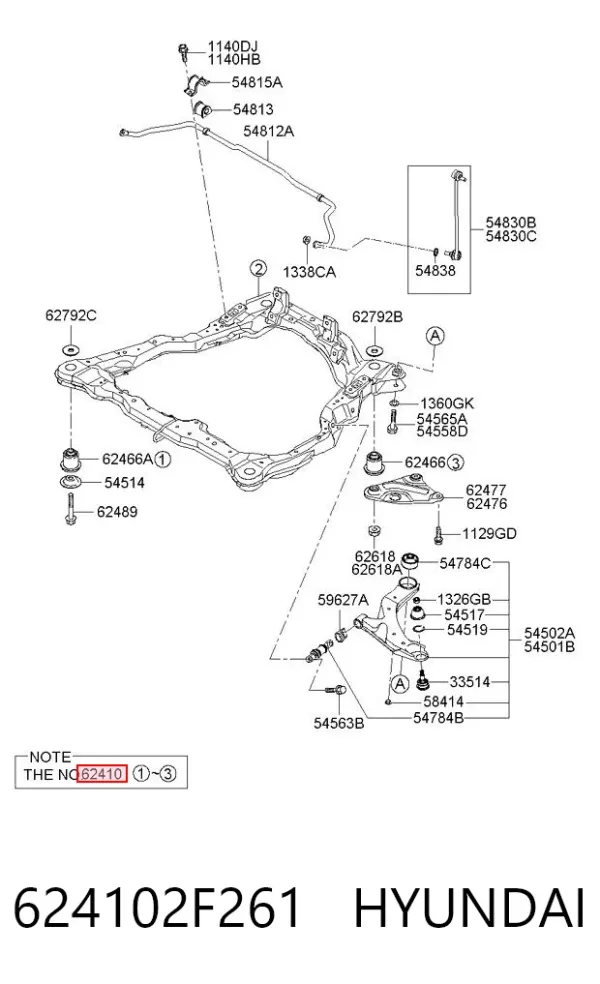 Korpus osi przedniej 624102F261 Hyundai/Kia